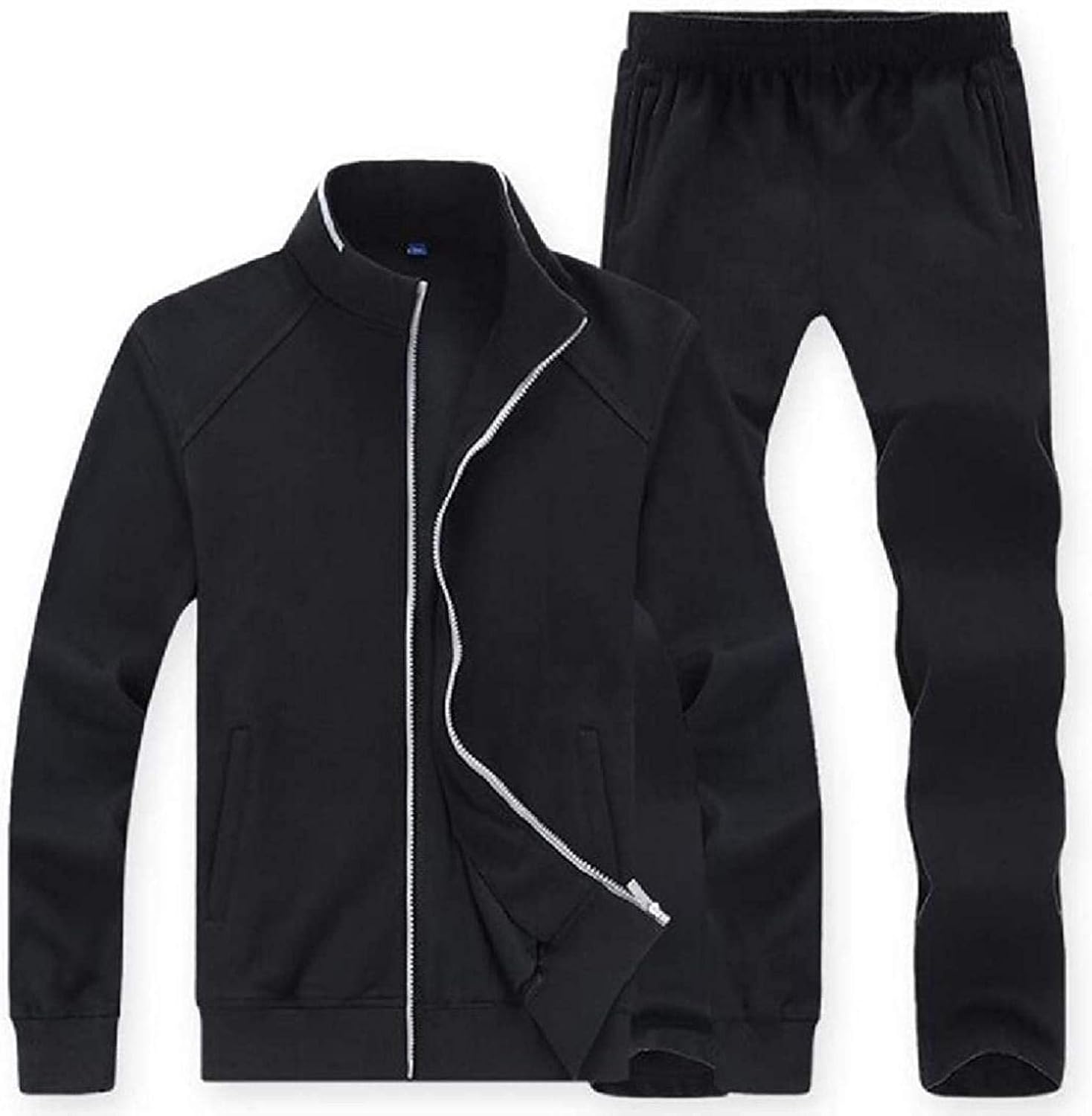 Mens Plus Size 2 Pieces Suits Casual Sport Sweatpants Jacket Outfits