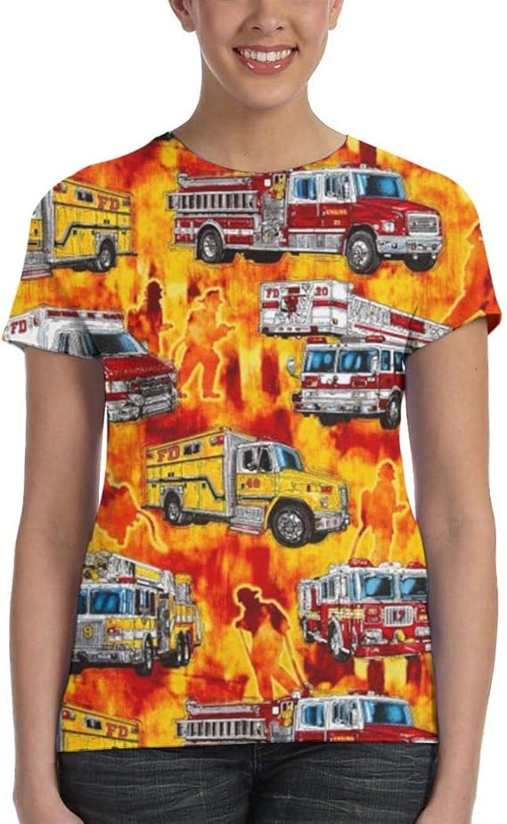 Amazon Co Jp 消防士消防車 Tシャツレディース 半袖プリント 夏 カジュアルファッション 人気 クルーネック ゆったりとしたスポーツの快適性 ユニセックス 服 ファッション小物