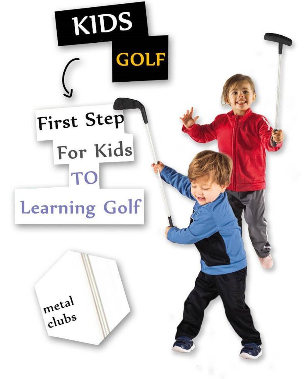 heytech Kid\'s Toy Golf Clubs Set Deluxe Outdoor Golf Toy Set Toddler, Children, Preschool Kids Early Educational Toy