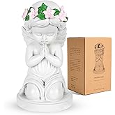 Guardian Angel Statue, 5.9 Inches White Praying Angel Figurines Decor for Women, Camellia Angel Wings Decor, Desktop Resin Ornaments Figurines Gifts for Thanksgiving Christmas Memorial