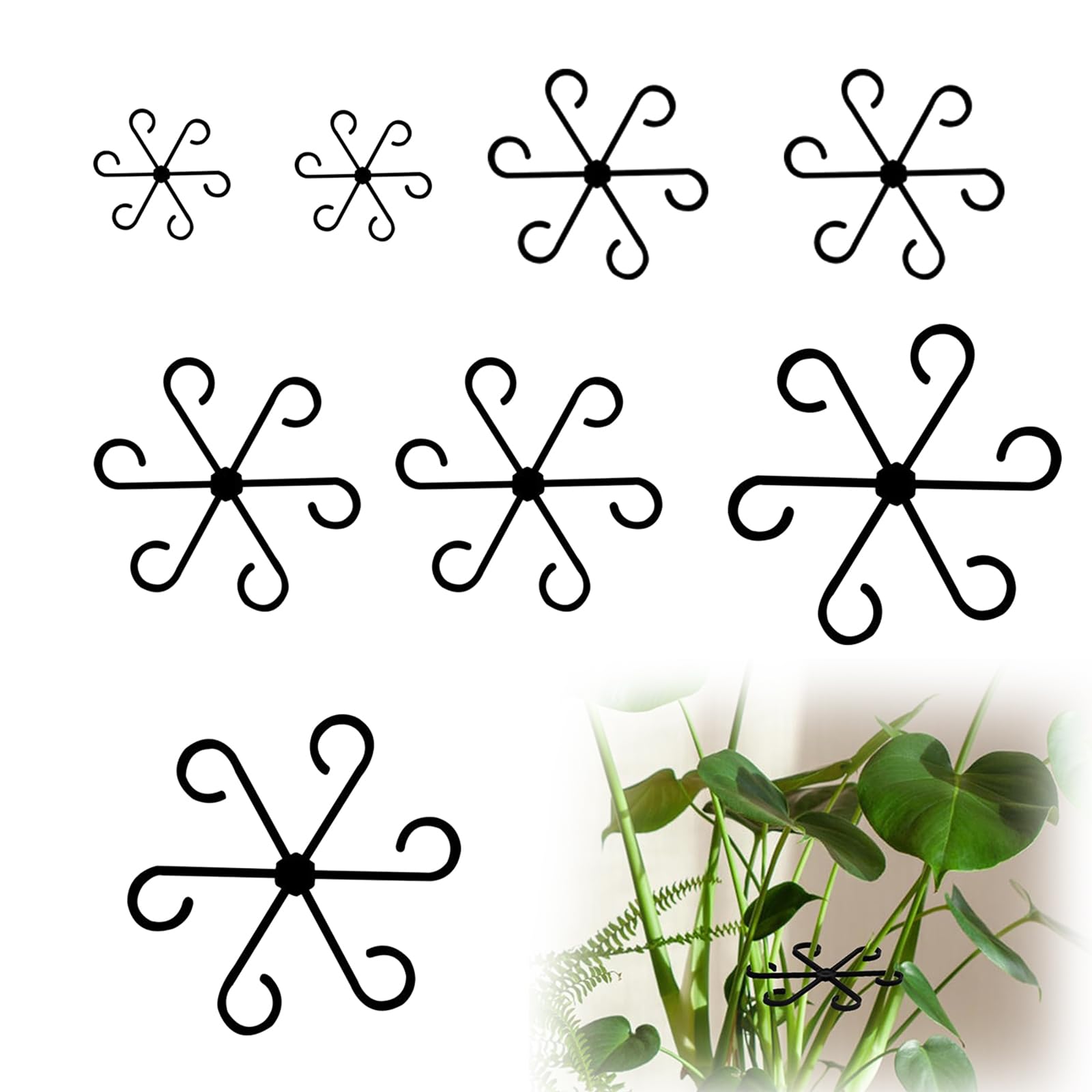 KASESSS 8 Pcs Plant Stem Support, Plant Supports for Indoor Plants, Monstera Support, Support Clips for Alocasia, Climbing Houseplant, Reusable Plastic Stem Holders for Climbing Plants Thriving Growth