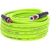 Flexzilla Air Hose with Color Connex Industrial Type D Coupler and Plug, 3/8" X 50', Heavy Duty, Lightweight, Hybrid, ZillaGr
