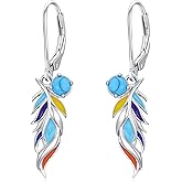 YYB Turquoise Dangle Earrings for Women 925 Sterling Silver Western Teardrop Bohemian Drop Earrings Valentine's Day Gift for women
