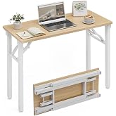 XBurmo Folding Desk Foldable Table, No Assembly 35.8" Foldable Desk Space-Saving Workstation for Small Space, Computer Table, Flat Storage for Home Office, Bedroom, Dorm, Study Room, Light Maple