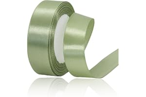 Sage Green Ribbon 1 Inch, 25 Yards Solid Color Satin Ribbon for Gift Wrapping, Christmas Trees, Hair Bows Making, Gift Tags, 