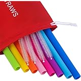 Mcool Silicone Straws 8Pcs Straight Smoothies straws for 30&20 oz Tumblers-Reusable Straws Extra Long for Yeti/Rtic/Ozark +4 