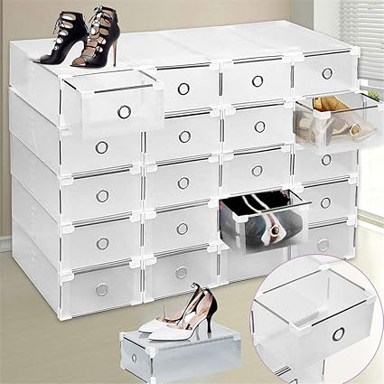 Yiyiby 20 X Clear Shoe Storage Shoe Box Storage Boxes Transparent