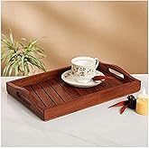Zyntix Wooden Serving Tray - Elegant Decorative Tray for Coffee Table, Rustic Wood Finish, Versatile for Dining or Living Room Use, Stylish Home Decor Accent, Sturdy and Small Tray