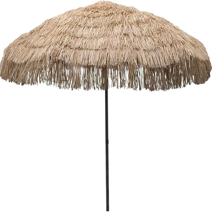 2 m, neigbarer 45° winddichter Strandschirm, hawaiianischer Stroh