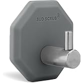 Sud Scrub Antimicrobial Shower Hooks, Self Adhesive, Heavy Duty Removable, Stick On for Hanging, Bathroom Towel Hook (Charcoal)