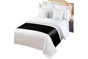 SABOLNY Black Bed Runner Scarf King Size,Luxury Bed Throw Runners & Scarves for Twin Full Queen King Foot of Bed,Bedroom Hotel Wedding Room Decoration,Nautical Classic Creative Casua Pure Solid Color 94"x20"