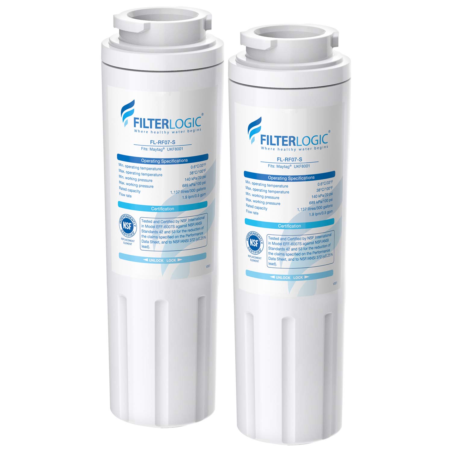FilterLogic NSF 5342 Certified UKF8001 Refrigerator Water Filter