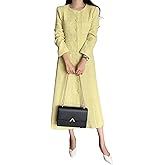 CHARTOU Women Tweed Dress Long Sleeve Single Breast Elegant Lady Long Tweed Blazer Dress
