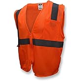 Radians SV2ZOMM Polyester Mesh Economy Class 2 High Visibility Vest with Zipper Closure, Medium, Orange