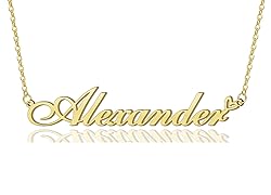 AOLO Alexander Heart Name Necklace 18k Gold Plated