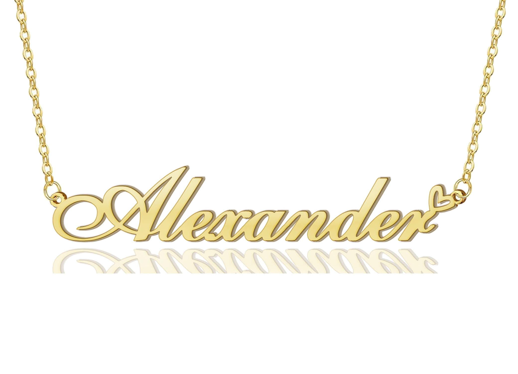 AOLO Alexander Heart Name Necklace 18k Gold Plated