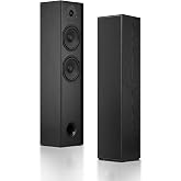 Elimavi Floor Standing Tower Speakers Pair, Dual 6.5" Woofers, 120W, Black | 1" silk dome tweeter, passive hi-fi speakers, home theater use, MDF enclosure, deep bass response, for music &amp; movies