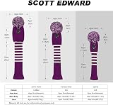 Scott Edward Knitted Golf Head Covers 3Pcs Driver Fairway Hybrid Purple view 3
