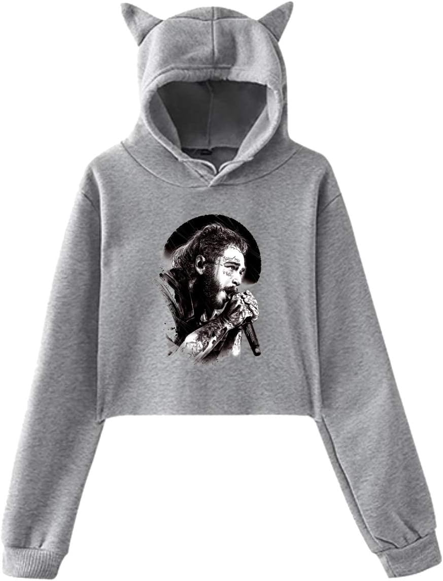 Women's Austin Richard Post Hoodie Midriff Long Sleeve Cat Ear Malone Hoodie Casual Sweatshirt