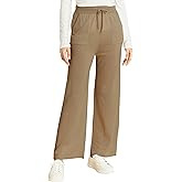 GreenMount Women's Summer Wool Cashmere High Waist Casual Wide Leg Long Pants with Pockets