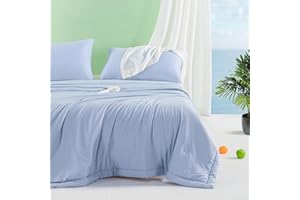 MIOTO Cooling Comforter California King, Cooling Blanket for Night Sweats Hot Sleepers, Soft Breathable Smooth Lightweight All Season Comforter, Stay Cool All Night, Blue, California King 102"x95"