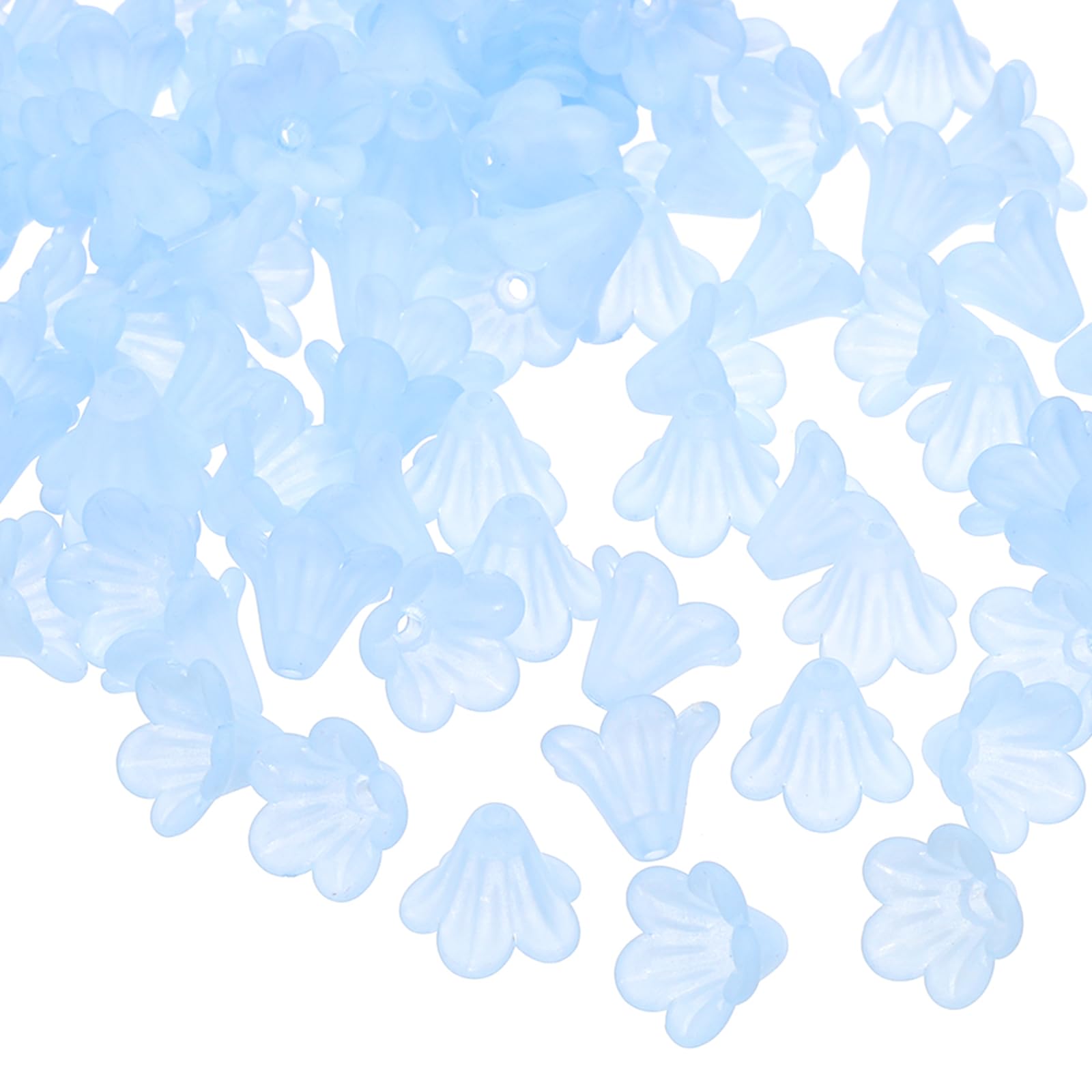 PATIKIL Frosted Flower Beads, 100 Pcs Acrylic Trumpet Flower Beads for Bracelets, Earrings, Necklaces, Jewelry Making and DIY Crafts, Blue