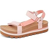 REEF Cushion Rem Hi Womens Platform Sandal, Adjustable Strap, Arch Support and Heel Cupping, Coral Duo, 8