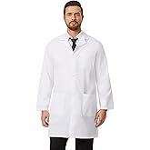 COZY SCRUBS Professional White Lab Coat for Men, Button Front Long Sleeve Doctor Coat with 3 Pockets (Previously COZYFIT)