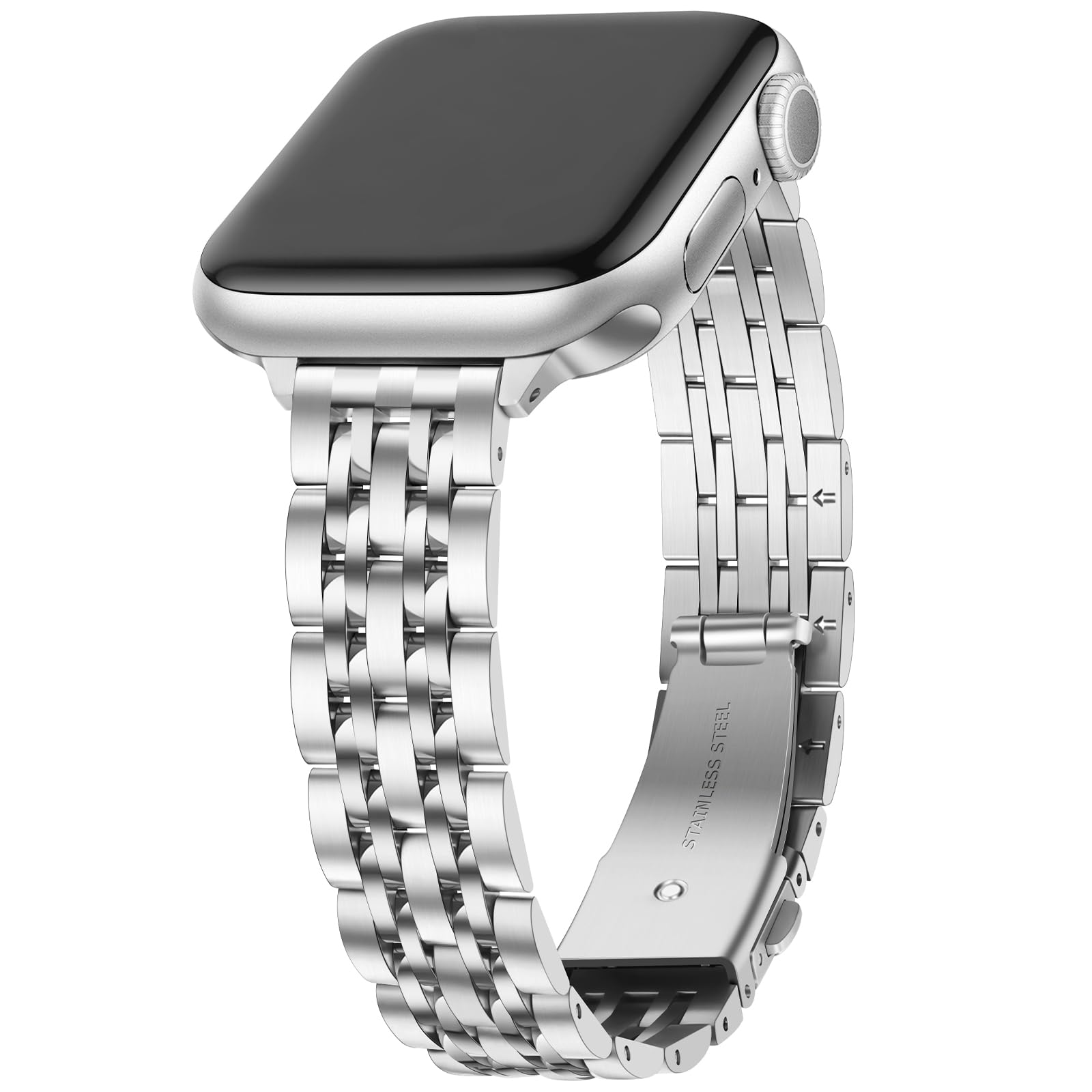 Anlinser Metal Straps Compatible with Apple Watch Strap for Women 49/46/45/44/42/41/40/38mm, Slim Band Designed for iWatch Series 11 10 9 8 7 6 5 4-1 SE (42/41/40/38, Silver)