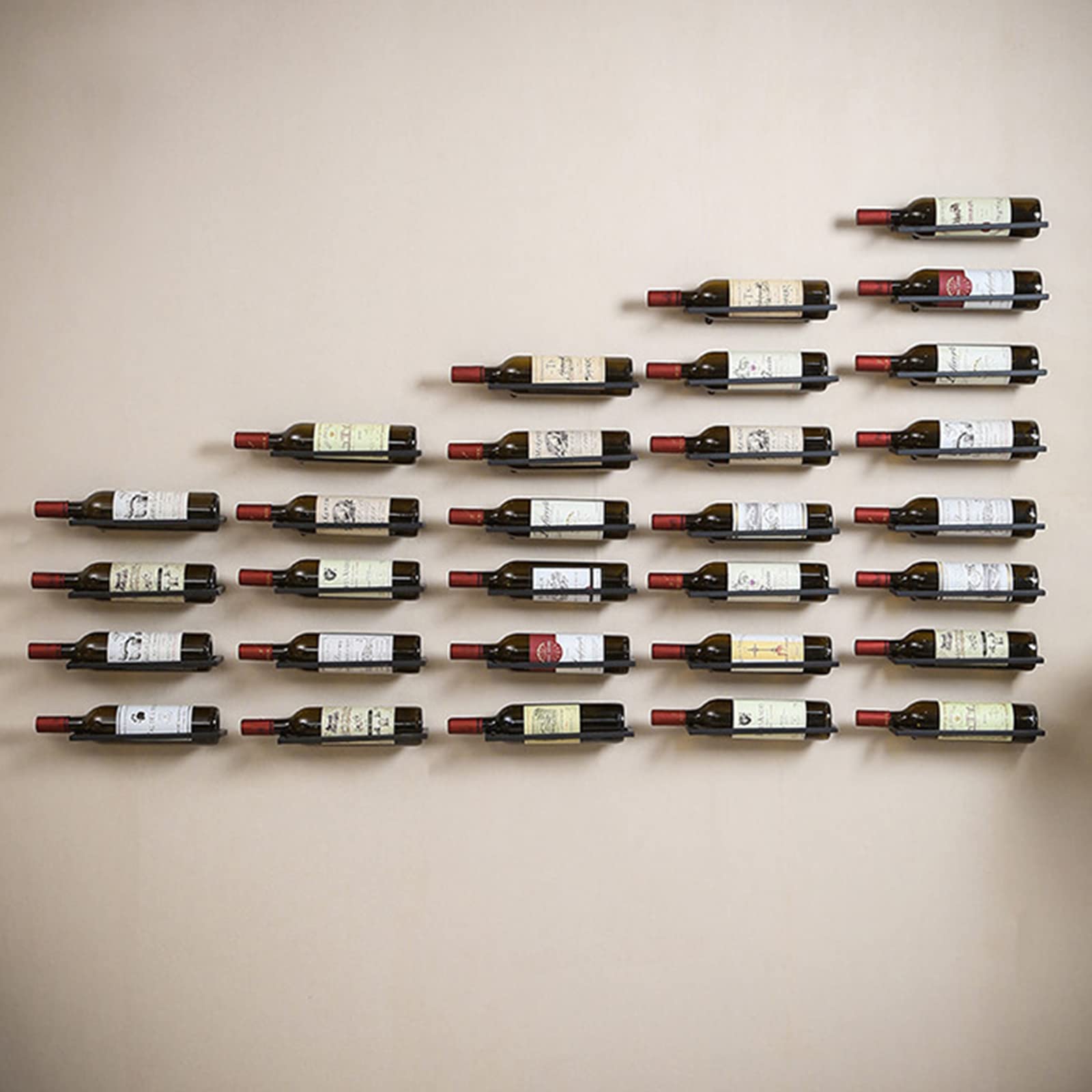 Photo 1 of OFILLES 3 Pcs Black Wall Mounted Wine Racks - Wine Bottle Display Holder for Wall, Metal Hanging Wine Rack Organizer for Beverages/Liquor Bottles Storage
