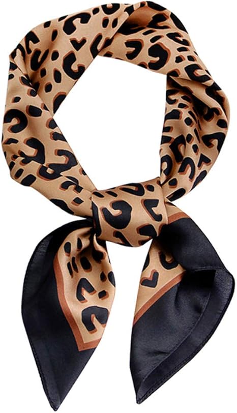 GERINLY Silk Feel Scarves Animal Print Leopard Neck Wrap Head Scarf
