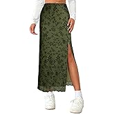 Avanova Women's Mesh Slit Split Long Skirts High Waisted Sexy Summer Maxi Skirts