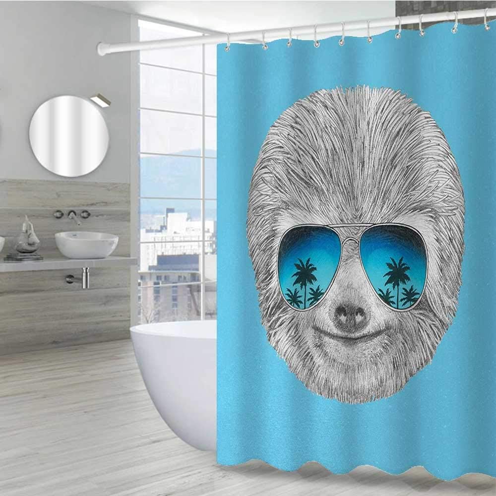 Interestlee Sloth - Cortina de ducha larga (182,8 cm de ancho x 182,8