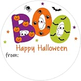 120Pcs Happy Halloween from Stickers for Envelope Seals Gift Bags (White)