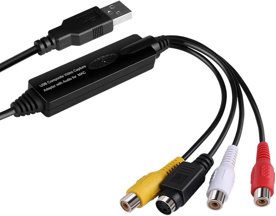 Honlibey Digital Video Capture Card, USB 2.0 Video Grabber Adapter VHS to DVD Converter for Windows 7, 8