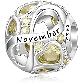 PHRUKAR Birthstone Charm for Charm Bracelet, 925 Sterling Silver Infinity Love Heart Bead Charm for Bracelet and Necklace, Happy Birthday Mother's day Christmas Jewelry Gifts for Women