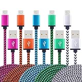 Micro USB Cable, Sicodo High Speed [5-Pack] 6FT Premium Nylon Braided USB 2.0 A Male to Micro B Data Sync and Charger Cables for Samsung Galaxy S7, Note 5, HTC, Motorola, Sony and More Android Phones