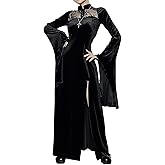 YAOHUOLE Halloween Costumes Black Dress Long Flare Sleeve Halloween Party Dress Witch Costume for Women
