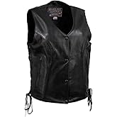 Milwaukee Leather USA MADE MLVSL5002 Women's Black Kitten Leather Motorcycle Vest with Side Laces