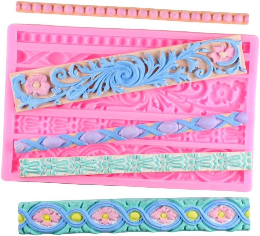 DAMUXIN DIY Baroque Scroll Relief Cake Border Silicone Mold Frame Fondant Cake Decorating Tools Candy Chocolate Gumpaste Mould