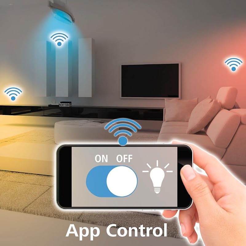 - Lampadina WiFi a LED, attacco E27, 9 W (equivalenti a 60 W), controllo Vocale/App