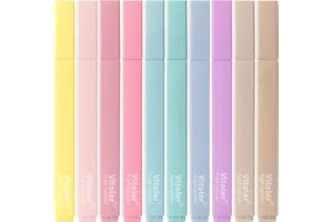 Piochoo Highlighters, Aesthetic Cute Pastel Highlighters Set, 10 pcs, Chisel Tip, No Bleed Bible Highlighter Assorted Colors, Back to School Supplies