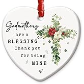 CHOANG Godmother Ornament 2025 - Thank You Message from Godchild, Christmas Tree Ornament, Baptism Gift for Women, Appreciation Gifts for Her - Godmothers are a Blessing Keepsake