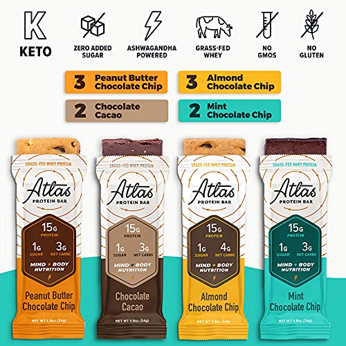 Atlas Mind + Body Fuel Protein Bars, Chocolate Variety, Erythritol Free