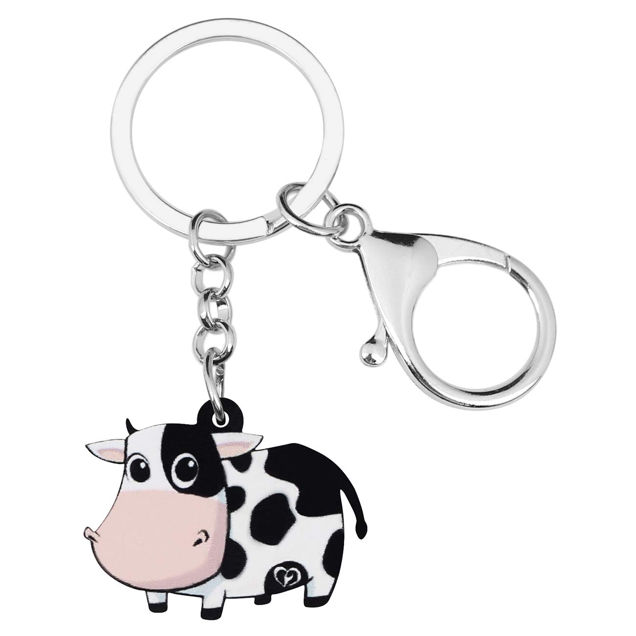 WEVENI Acrylic Cute Dairy Cow Keychain Cattle Keyring Farm Jewelry Charms For Women Girl (Black)
