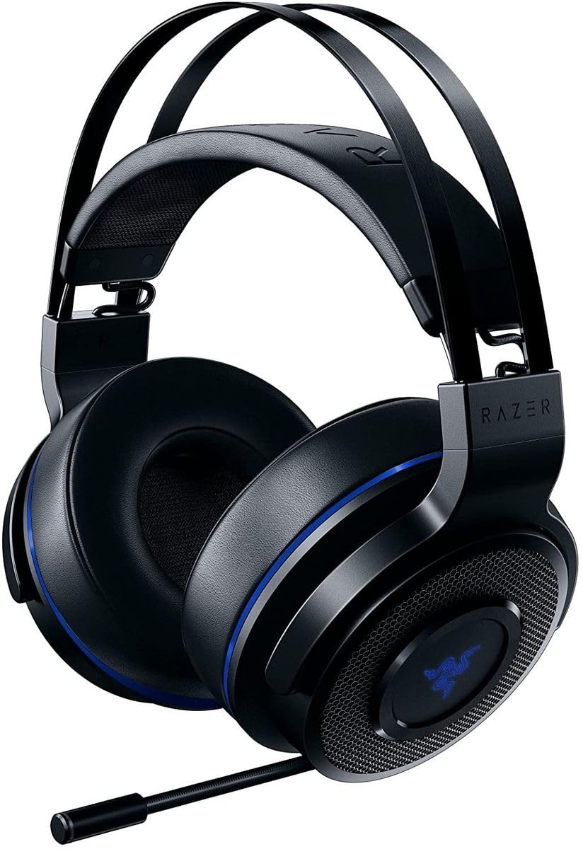 Razer Thresher 7.1 for PlayStation - Wireless Gaming Headset for PS4, PS5 and PC (Wireless Headphones, Dolby 7.1 Surround Sound, 16 Hours Battery Life, Retractable Microphone) Black-Blue