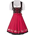 JASAMBAC Women's German Dirndl Dress Costumes 3 Pieces for Oktoberfest Carnival