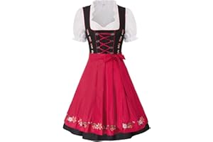 JASAMBAC Women's German Dirndl Dress Costumes 3 Pieces for Oktoberfest Carnival