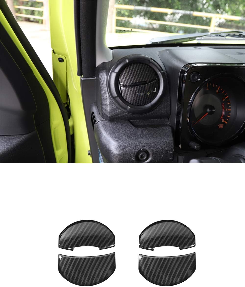 Vpcar Carbon Fiber Jimny ABS Car Dashboard Air Conditioning Vent Cover, Dash Air Vent Frame Decorative Cover for Suzuki Jimny 2019-2020