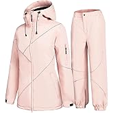 GEMYSE Women's Ski Snowsuit Waterproof Windproof Insulated Jacket and Pants Set Winter Warm Snowboarding Coat with Hood